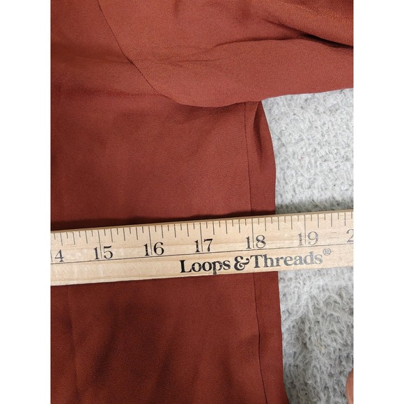 Ann Taylor Factory Shirt Womens Small Rust Drape Neck Long Sleeve Blouse 552128 - Picture 12 of 15